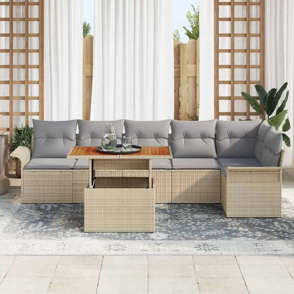 vidaXL Σετ Καναπέ Κήπου 7 pcs μπεζ και ανοιχτό γκρι 100 x 55 x 73 εκ