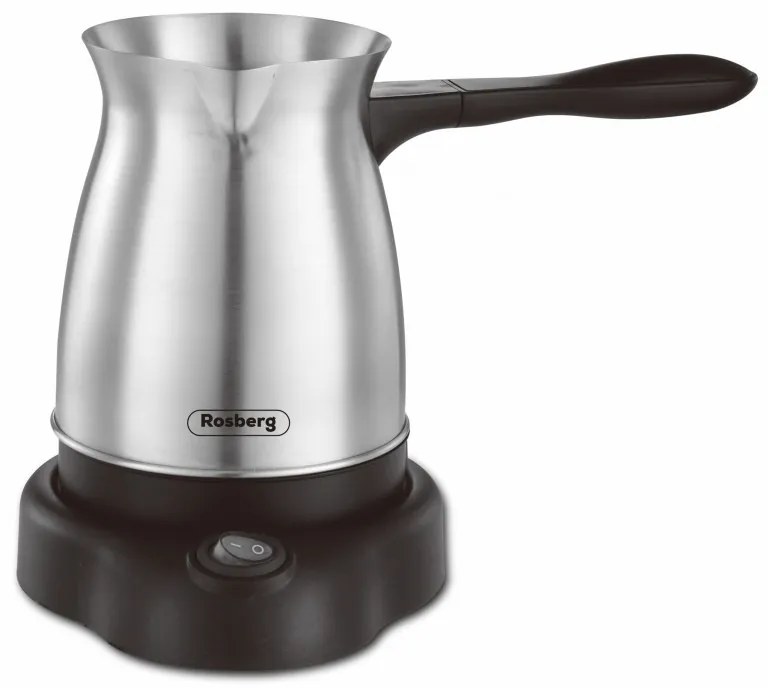 Ηλεκτρικό μπρίκι Rosberg R51165AS, 600W, 500 ml, Αποσπώμενη περιστρεφόμενη βάση, Ασημί-Μαύρο