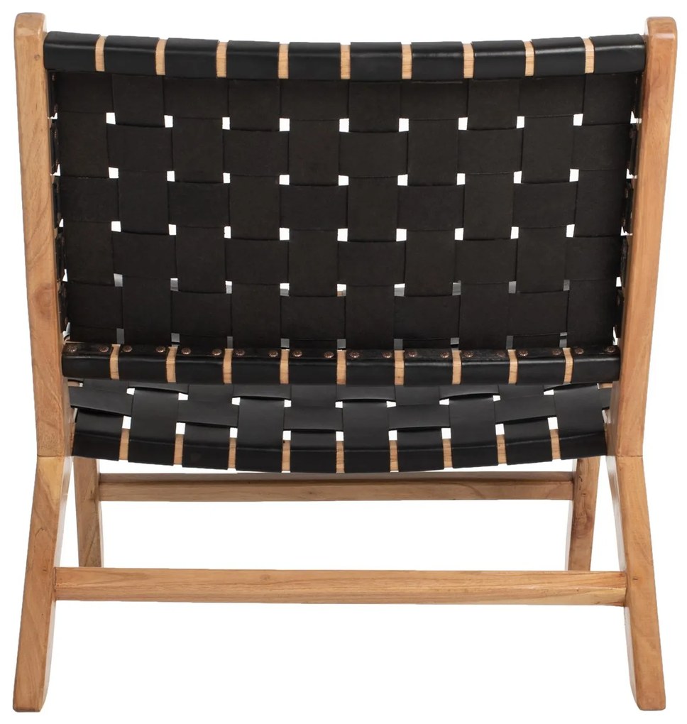 Καρέκλα FELIPE Μασίφ Ξύλο Teak και Μαύρο PU 65x82x88Υεκ. 65x82x88 εκ.