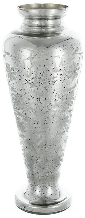 Artekko Artekko Silver Γυάλινο Ασημί Αντικέ Διακοσμητικό Βάζο (19x19x50)cm 70448