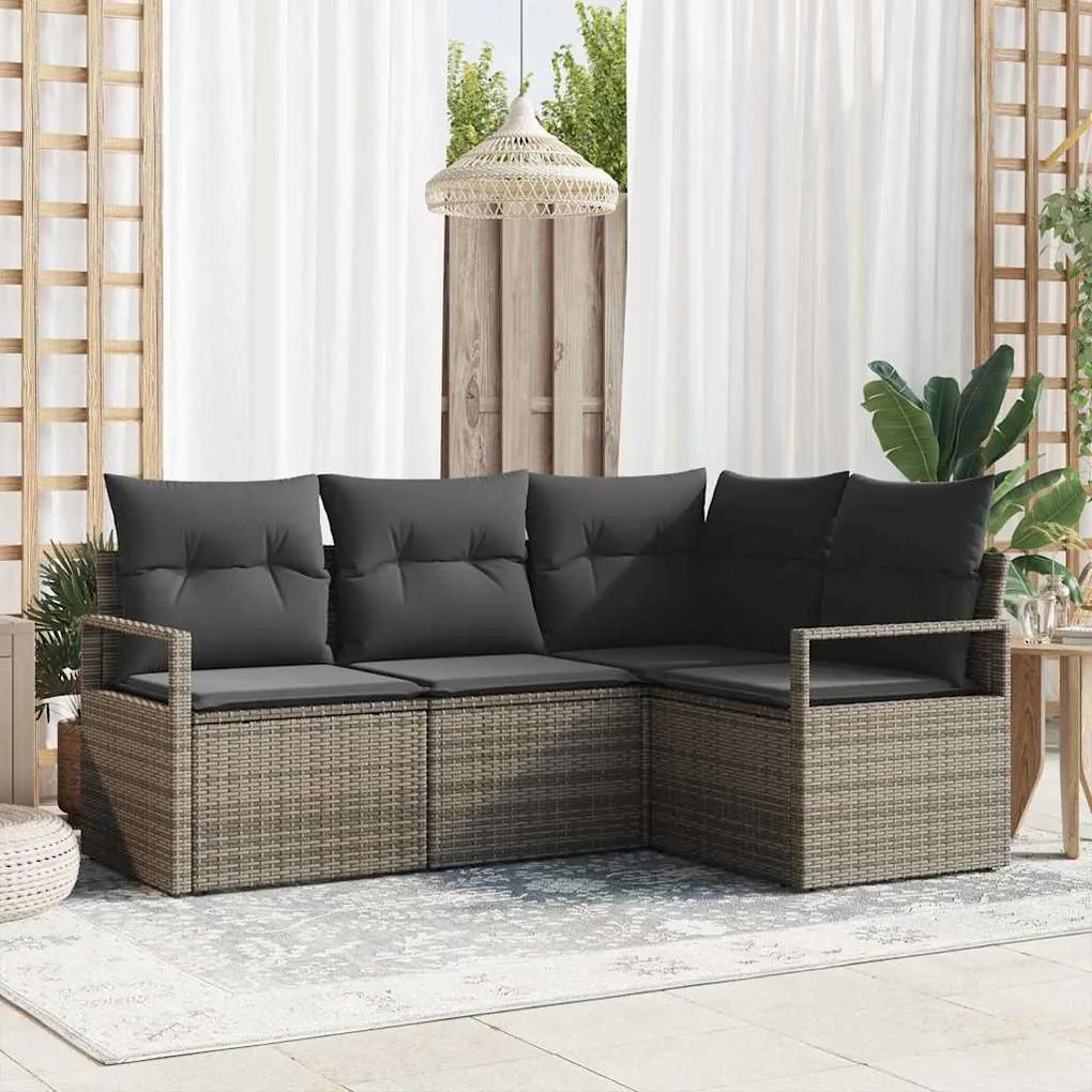 vidaXL Σετ Καναπέ Κήπου 4 pcs Γκρι Πολυ ράταν
