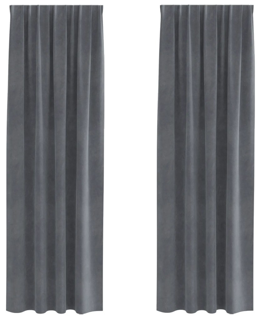 vidaXL Curtains Blackout με κορδόνι 2 τεμ Σούπερ Ανοιχτό Γκρι Βελούδο