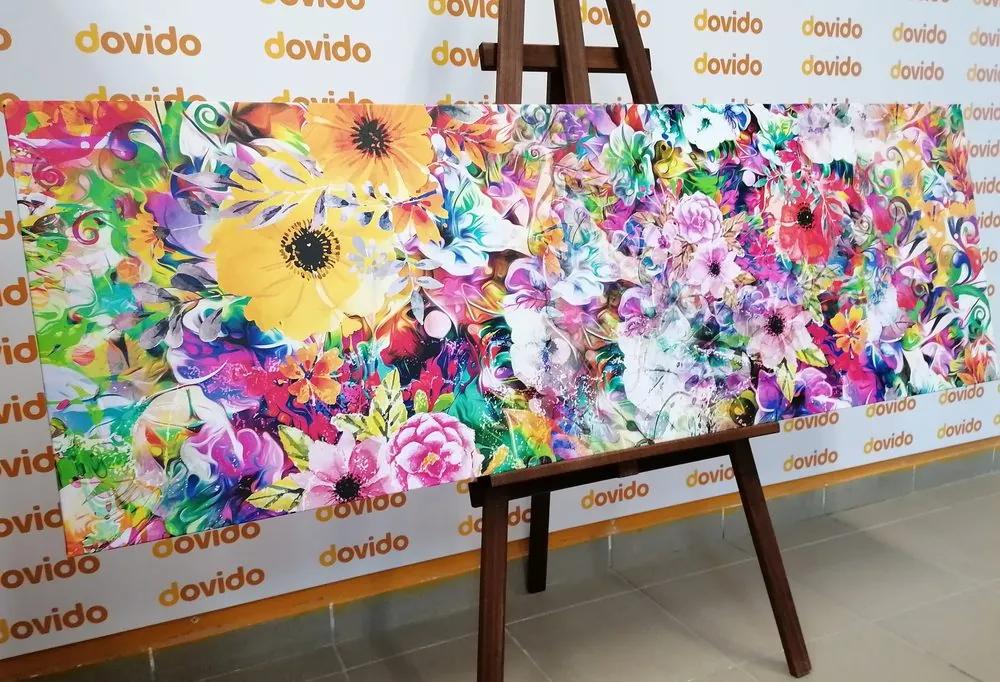 Εικόνα λουλουδιών σε σχέδιο με έντονα χρώματα - 150x50