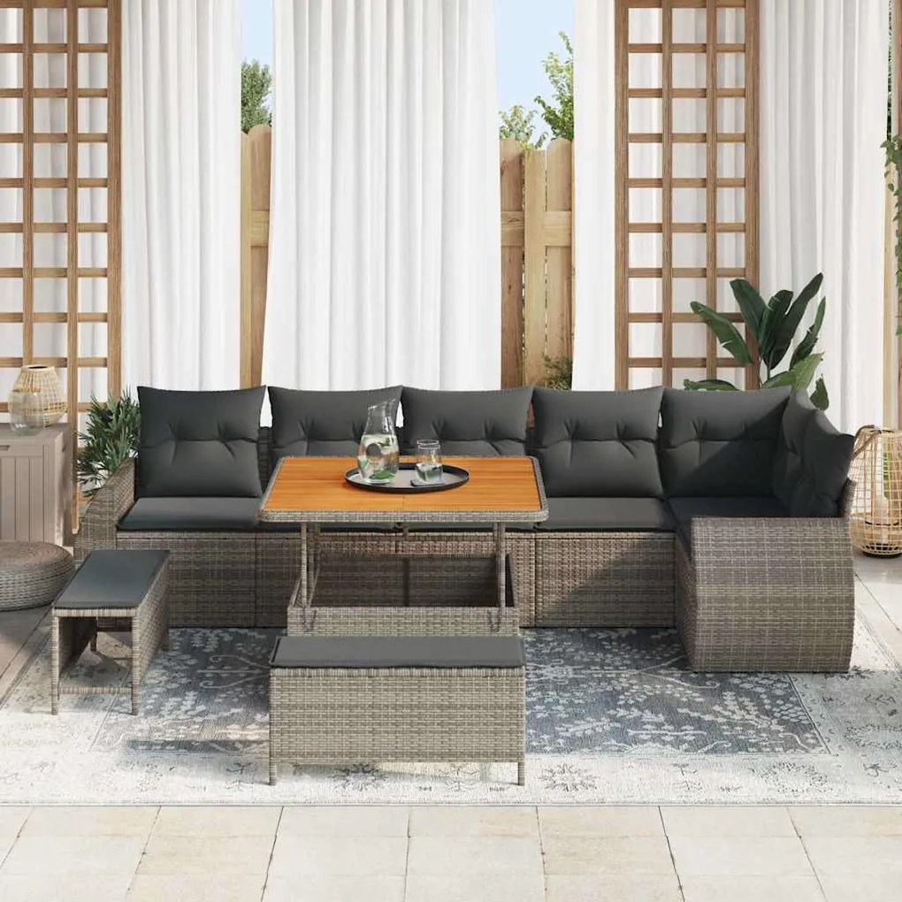 vidaXL Σετ Καναπέ Κήπου 9 pcs Γκρι συνθετικό ρατάν