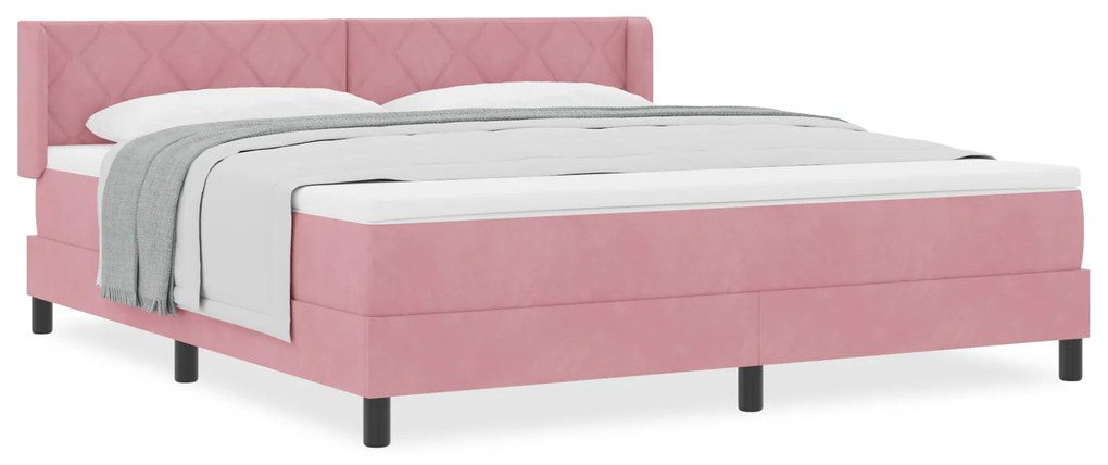 vidaXL Κρεβάτι Box Spring με στρώμα ροζ 180x200 εκ. Βελούδο