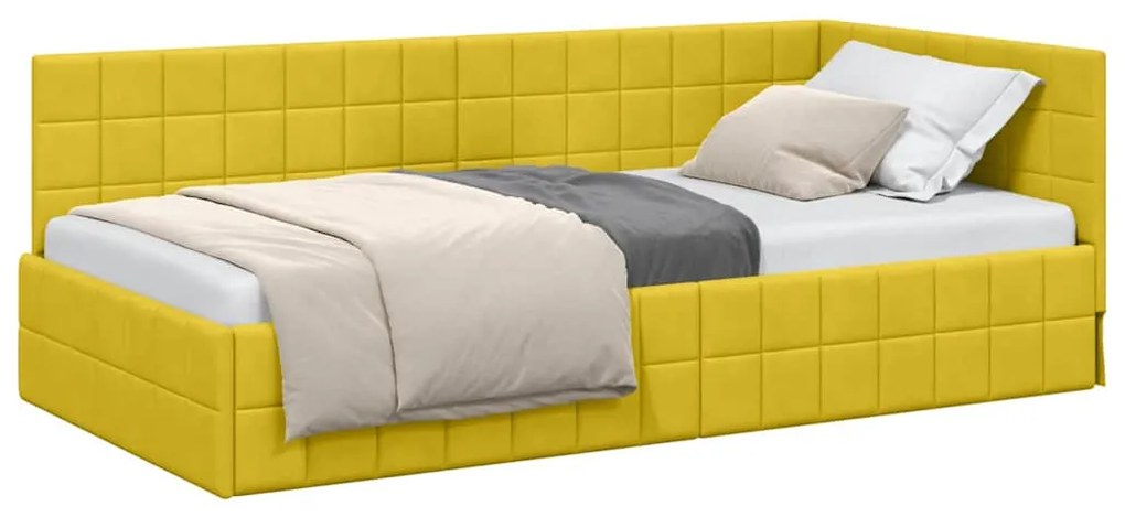 vidaXL Κρεβάτι Γωνίας με κεφαλάρι Κίτρινο 90 x 190 cm Βελούδο