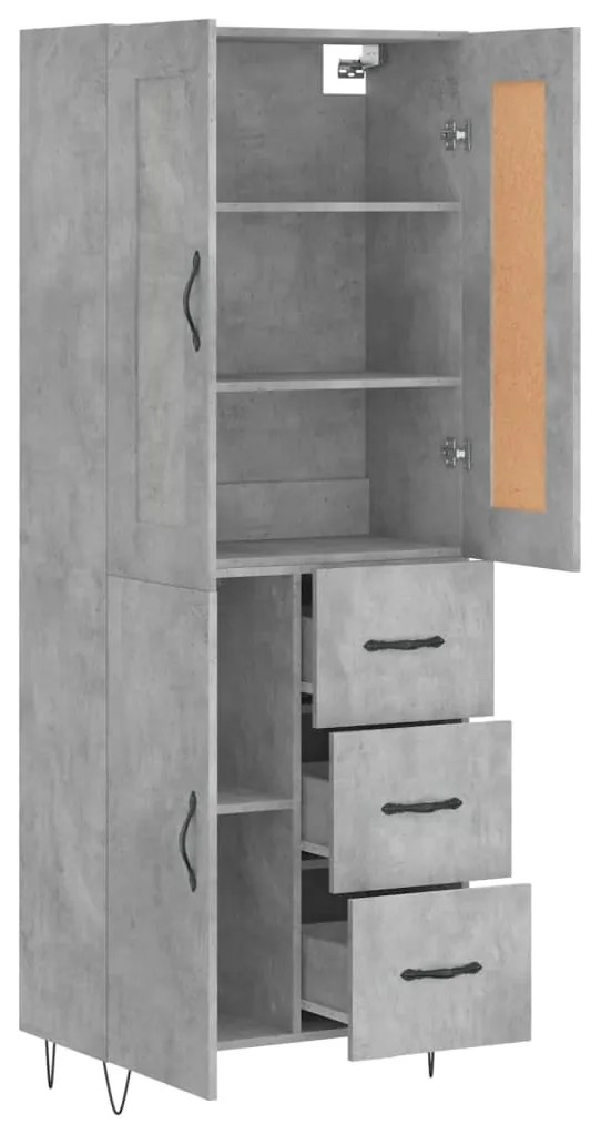 vidaXL Ντουλάπι Γκρι Σκυροδέματος 69,5x34x180 εκ. Επεξεργασμένο Ξύλο