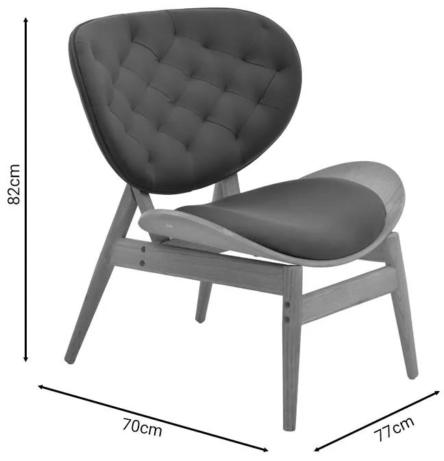 Πολυθρόνα relax Udalle μασίφ ξύλο καρυδί-PU μάυρο 77x70x82εκ 77x70x82 εκ.