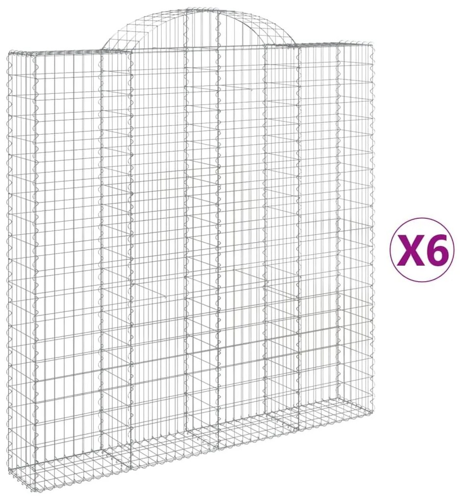 Συρματοκιβώτια Τοξωτά 6 τεμ. 200x30x200/220 εκ. Γαλβαν. Ατσάλι - Ασήμι