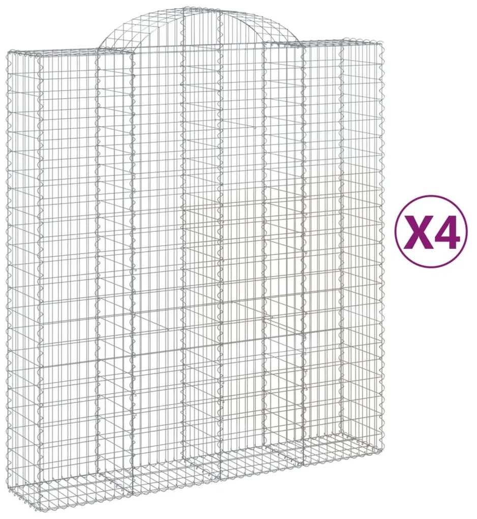 vidaXL Συρματοκιβώτια Τοξωτά 4 τεμ. 200x50x220/240 εκ. Γαλβαν. Ατσάλι