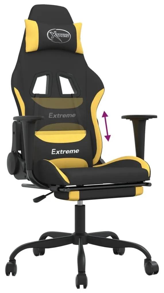 Καρέκλα Gaming Μαύρη/Κίτρινο Ύφασμα με Υποπόδιο - Μαύρο