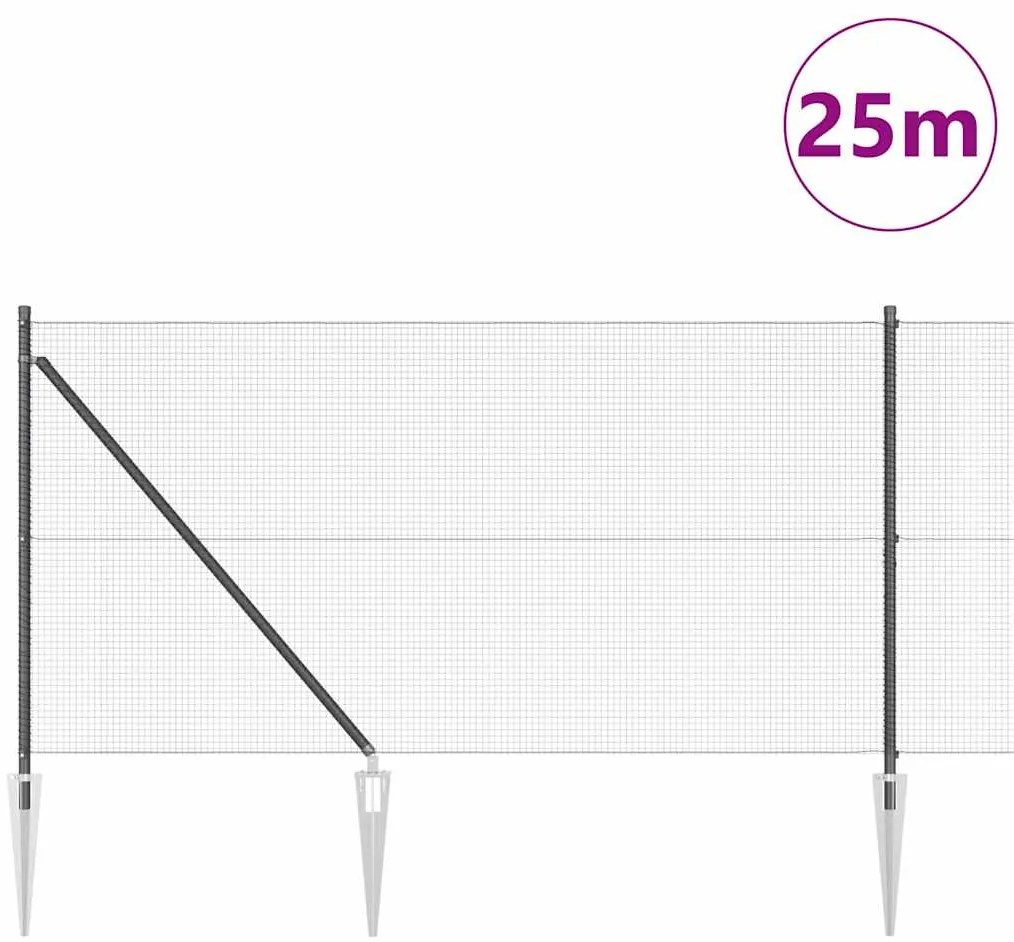 vidaXL Στύλος Περιφράξεων Γκρι 25 x 1 μ (16 x 16 mm δίχτυ) Ατσάλι