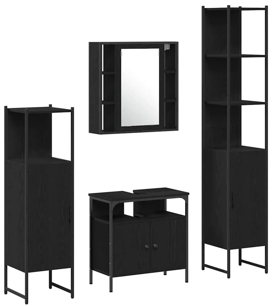 vidaXL Σετ Ντουλαπιών Μπάνιου 4 pcs Μαύρη δρυς 33 x 33 x 185.5 εκ