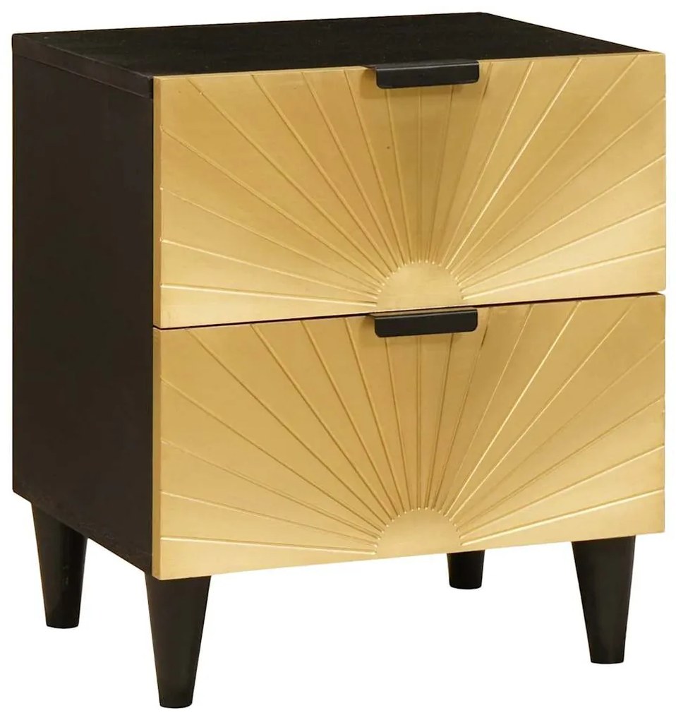 vidaXL Κομοδίνο με συρτάρι 2 pcs Μαύρο και Χρυσό 40 x 33.5 x 46 εκ