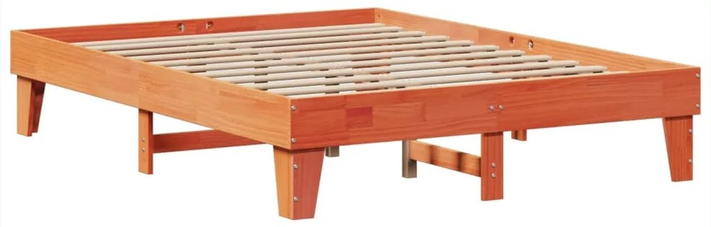 vidaXL Σκελετός Κρεβατιού Χωρίς Στρώμα Καφέ 140x200 Μασίφ Ξύλο Πεύκου