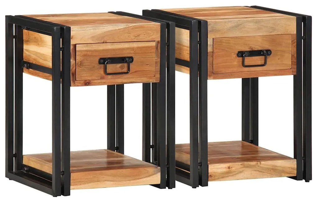 vidaXL Κομοδίνο 2 pcs Καφέ 40 x 35 x 50 εκ. Μασίφ ξύλο ακακίας