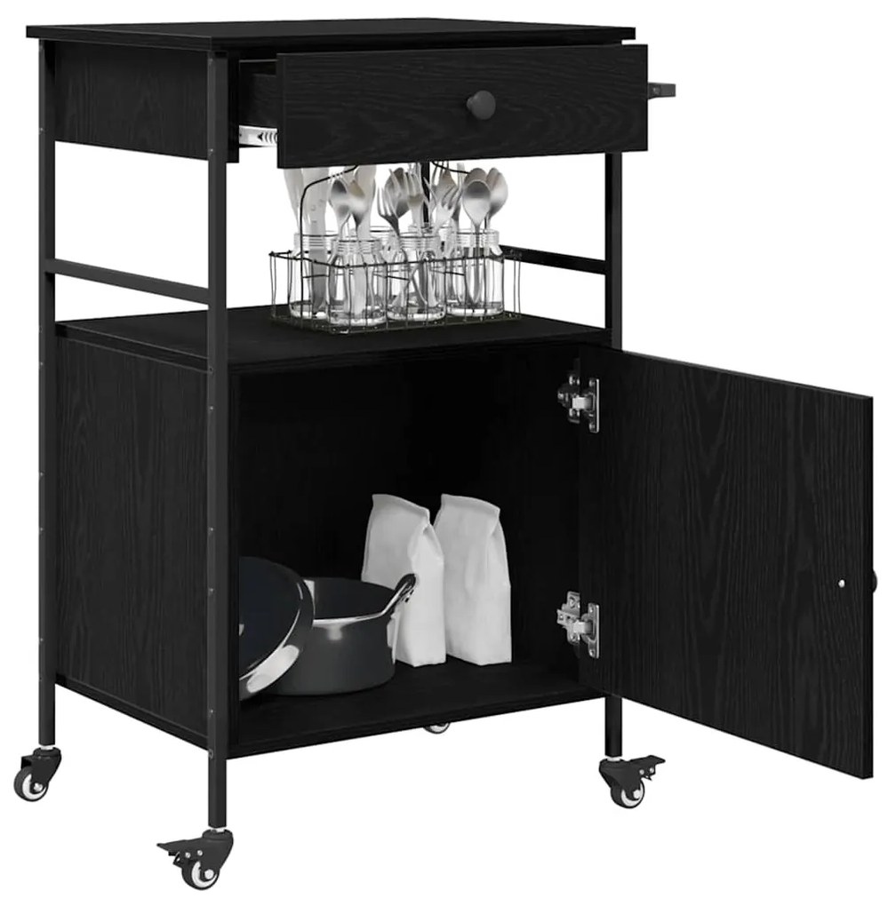 vidaXL Καλάθι Κουζίνας Μαύρης Δρυός 56x43x89.5 εκ. Κατασκευασμένο Ξύλο