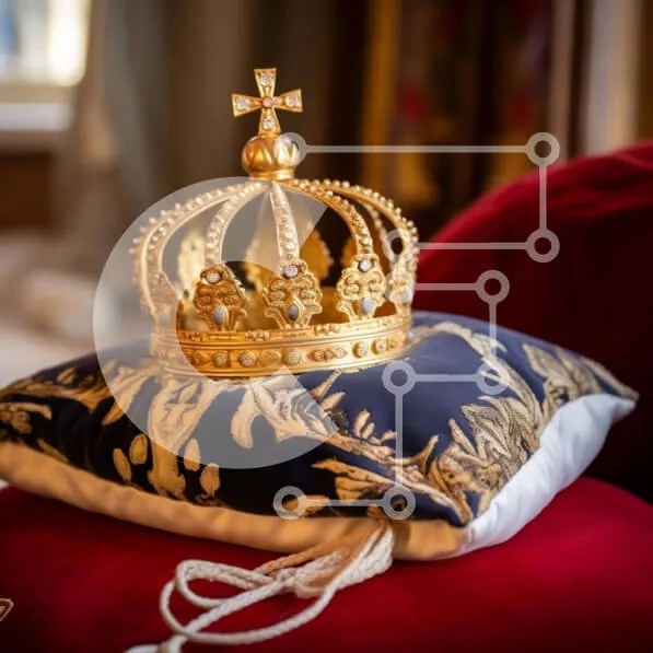 Intra Συλλεκτικό Ξύλινο Παζλ Plywood 4mm - Χρυσό στέμμα σε διακοσμημένο μαξιλάρι Σε Ξύλινο Κουτί - Διαστάσεις: 10x10 cm – 25 κομμάτια