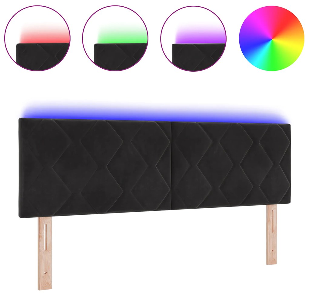 vidaXL LED Υποστρώμα Σχέδιο με Διαμάντια Μαύρο 160 εκ. Βελούδο