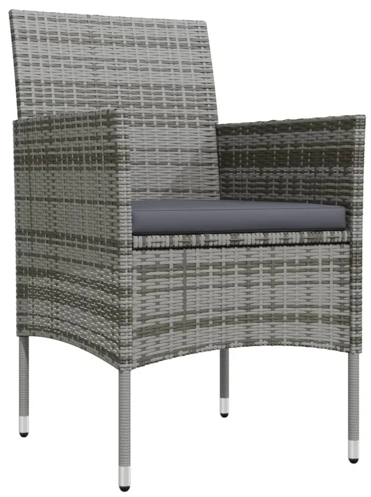 vidaXL Σετ Τραπεζαρίας Κήπου 7 τεμ. Γκρι / Μαύρο με Μαξιλάρια