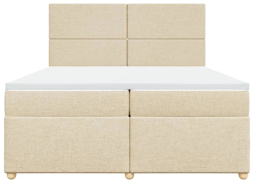 vidaXL Κρεβάτι Boxspring με Στρώμα Κρεμ 200x200 εκ. Υφασμάτινο