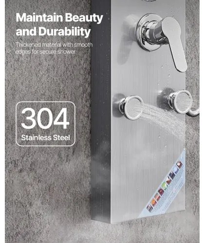 VEVOR Shower Panel Tower System Stainless Steel Column Rainfall Head Massage Jet