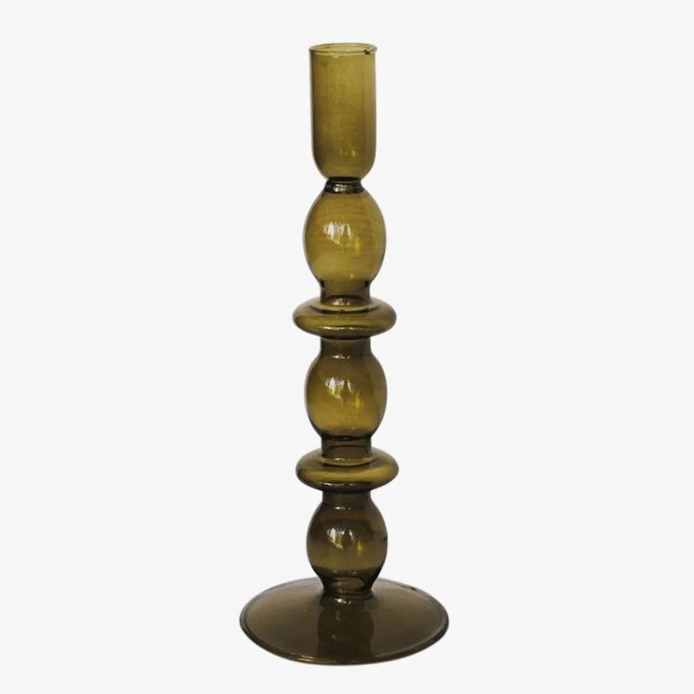 Κηροπήγιο 00.03.32561 Φ9x25cm Green Glass