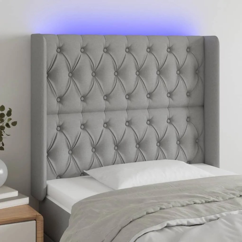 Κεφαλάρι Κρεβατιού LED Ανοιχτό Γκρι 103x16x118/128 εκ. 3124374