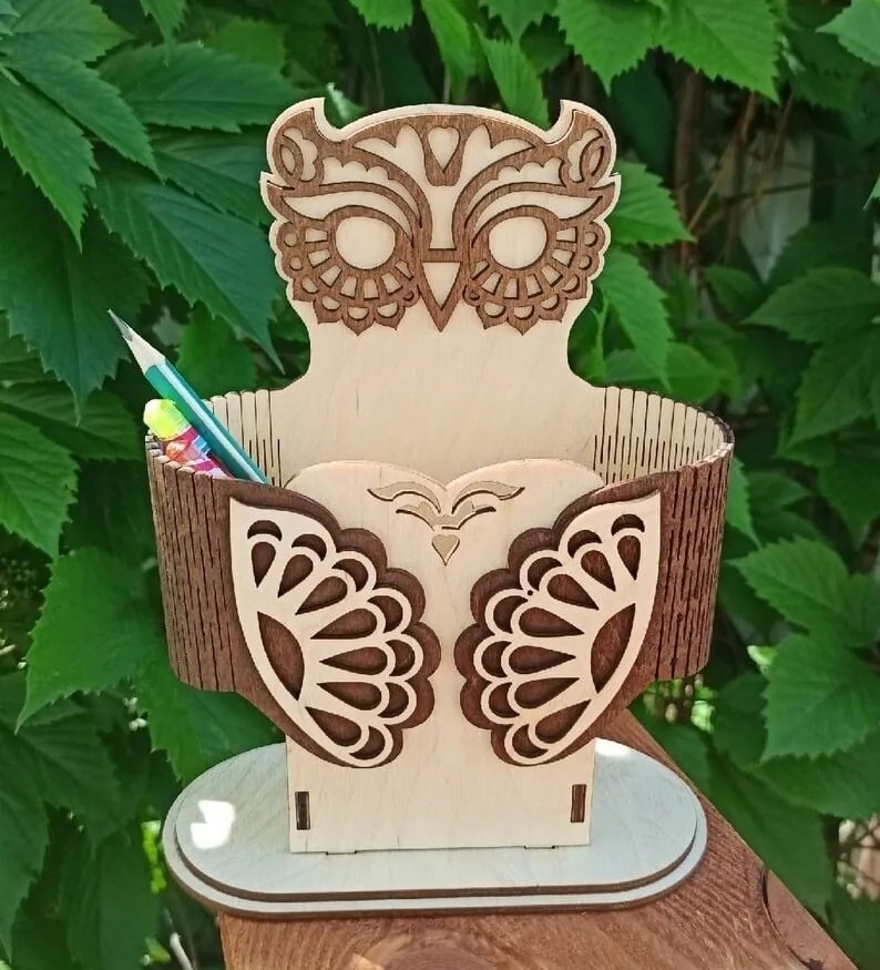 Intra απο ξύλο plywood 3mm-4mm πάχος – ξύλο μολυβιού Living Hinge Owl 40x45 cm INTRAVECTRY-MY558101