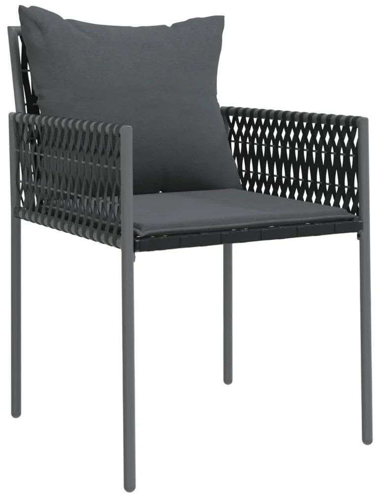 vidaXL Καρέκλες Κήπου 2 τεμ. Μαύρο 54x61x83 εκ Συνθ. Ρατάν &amp; Μαξιλάρια