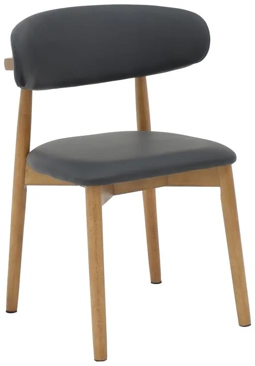 Καρέκλα Ubene rubberwood και pu σε καρυδί και μαύρο απόχρωση 46x58x79εκ 2αδα 46x58x79 εκ.