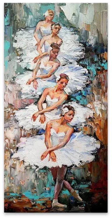 Πίνακας σε καμβά -White Swan Ballerinas- Megapap ψηφιακής εκτύπωσης 50x100x3εκ.