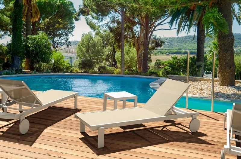 CASABLANCA ΞΑΠΛΩΣΤΡΑ WHITE/TAUPE ΑΛΟΥΜ-ΠΟΛ/ΝΙΟΥ 74X190X31εκ.