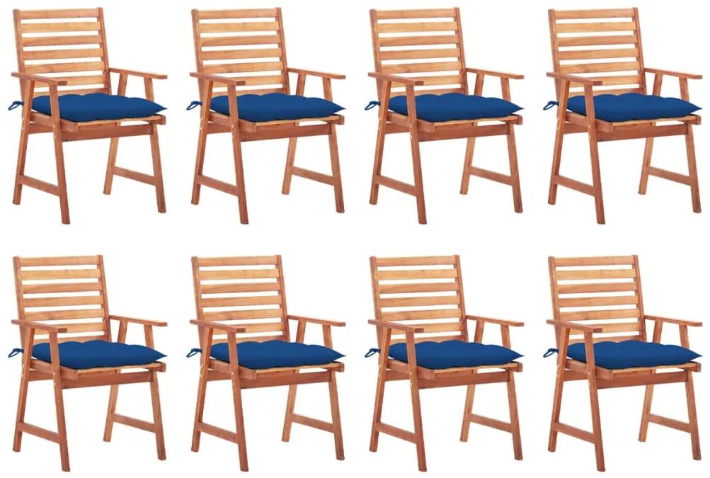 Καρέκλες Τραπεζαρίας Εξ. Χώρου 8 τεμ. Ξύλο Ακακίας με Μαξιλάρια