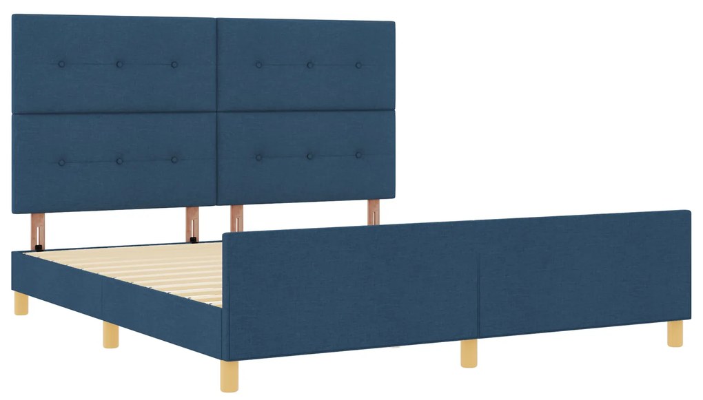 vidaXL Σκελετός Κρεβατιού με κεφαλάρι Μπλε 180 x 200 cm ύφασμα