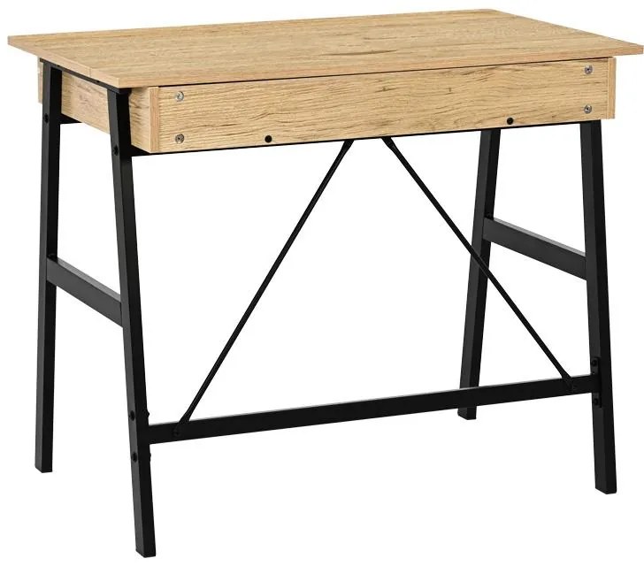 Γραφείο Lione με Συρτάρια σε Oak &amp; Μαύρο Μεταλλικό Πόδι 90x50x75 εκ. 90x50x75 εκ.