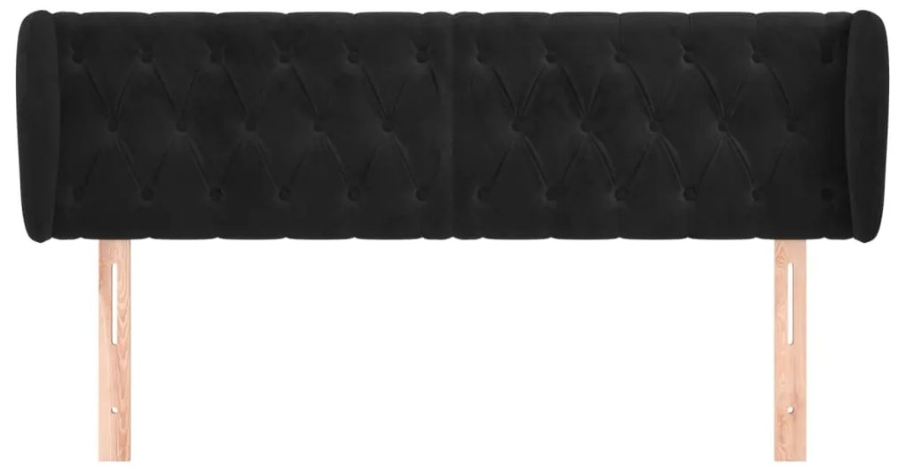 vidaXL Κεφαλάρι με Πτερύγια Μαύρο 147x23x78/88 εκ. Βελούδινο