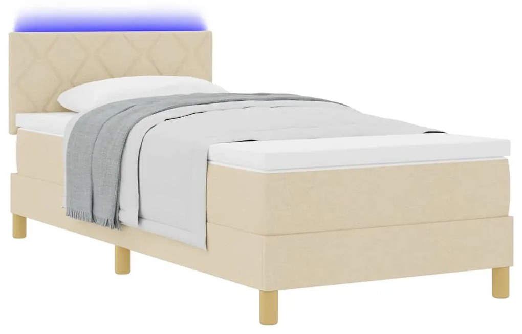 vidaXL Κρεβάτι με ελατήρια με στρώμα Κρεμ 100 x 200 cm ύφασμα