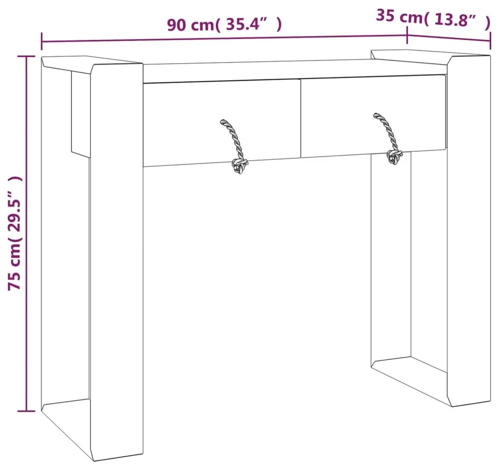 Τραπέζι Κονσόλα 90 x 35 x 75 εκ. από Μασίφ Ξύλο Teak - Καφέ