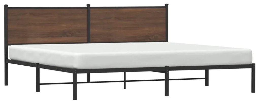 vidaXL Σκελετός Κρεβ. Χωρίς Στρώμα Καφέ Δρυς 200x200 εκ. Μεταλλικό