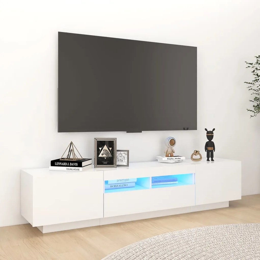 vidaXL Έπιπλο Τηλεόρασης με LED Λευκό 180 x 35 x 40 εκ.