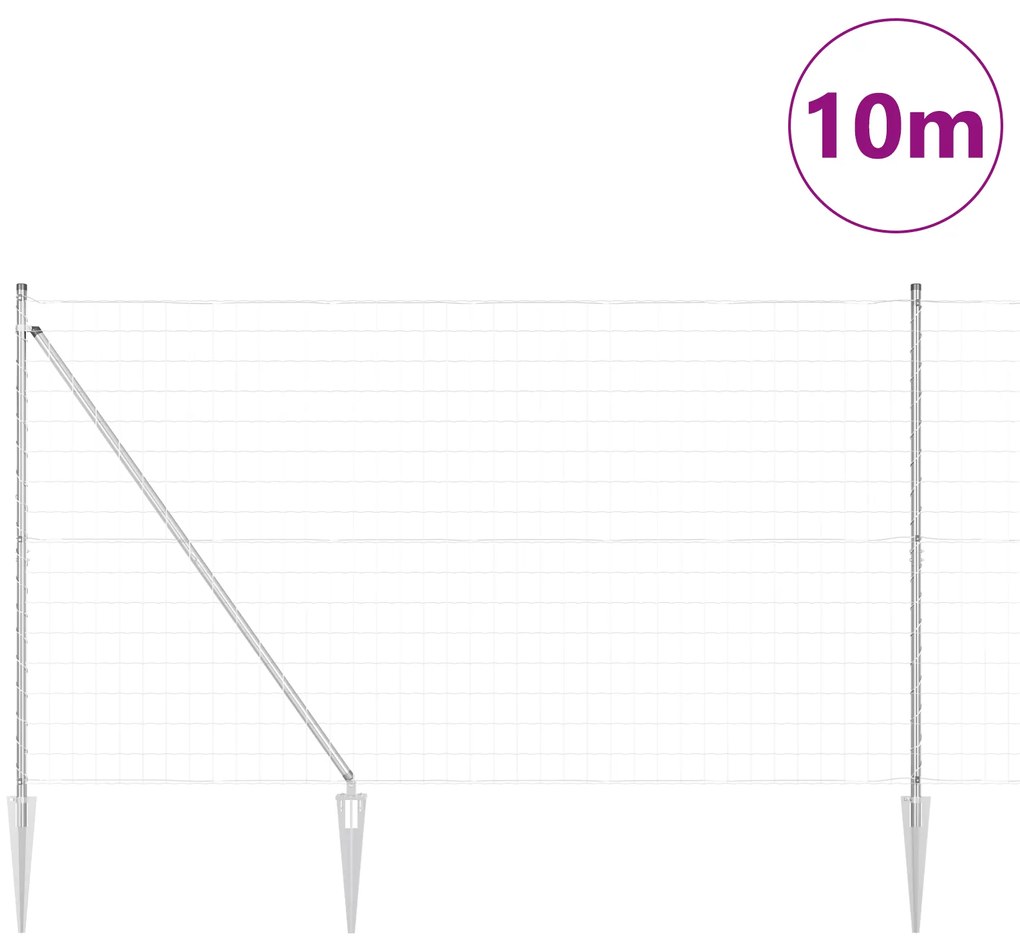 vidaXL Euro Fence με 7 στήλες 1.5x10 μ Γαλβανισμένο Ατσάλι