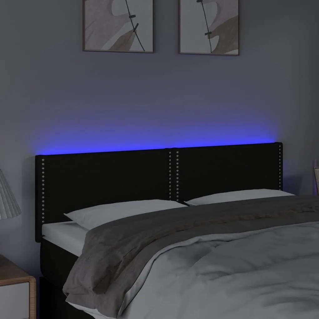 Κεφαλάρι Κρεβατιού LED Μαύρο 144x5x78/88 εκ. Υφασμάτινο 3121472
