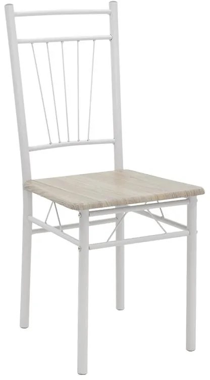 Σετ Τραπεζαρίας Roza 5τμχ χρώμα Sonoma - πόδια Λευκό Gloss 120x70x75εκ. 120x70x75 εκ.