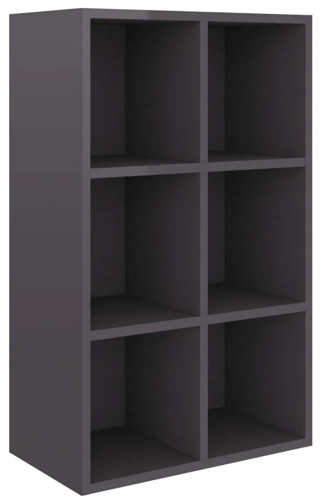 vidaXL Ραφιέρα / Βιβλιοθήκη Γυαλιστερό Γκρι 66x30x97,8 εκ. Μοριοσανίδα