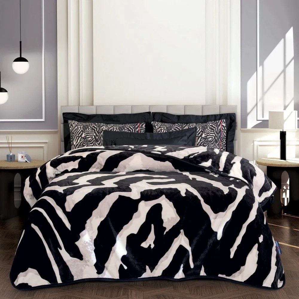 Κουβέρτα 2217 Velour Taupe-Black Greenwich Polo Club Queen Size 220x240cm Acrylic