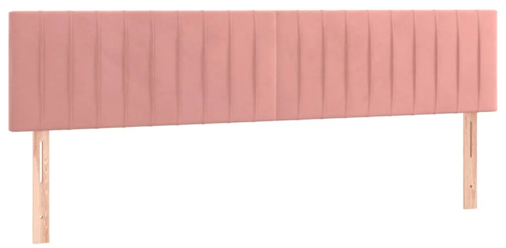 vidaXL Κρεβάτι Boxspring με Στρώμα &amp; LED Ροζ 160x200 εκ. Βελούδινο