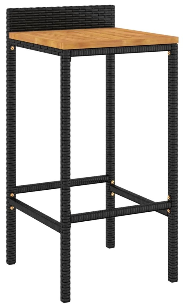 vidaXL Σετ Μπαρ Κήπου 5 τεμ. Μαύρο Συνθ. Ρατάν &amp; Μασίφ Ξύλο Ακακίας