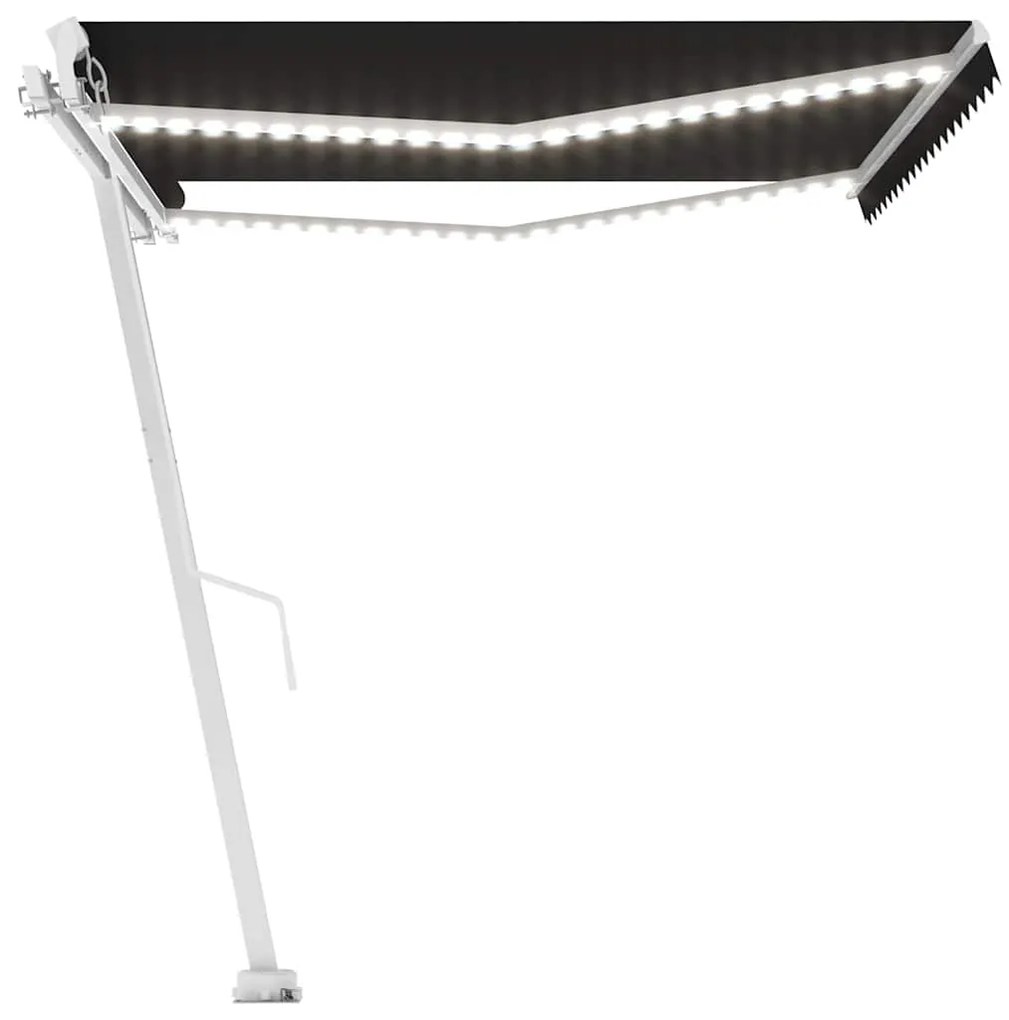 vidaXL Τέντα Συρόμενη Χειροκίνητη με LED Ανθρακί 400 x 350 εκ.