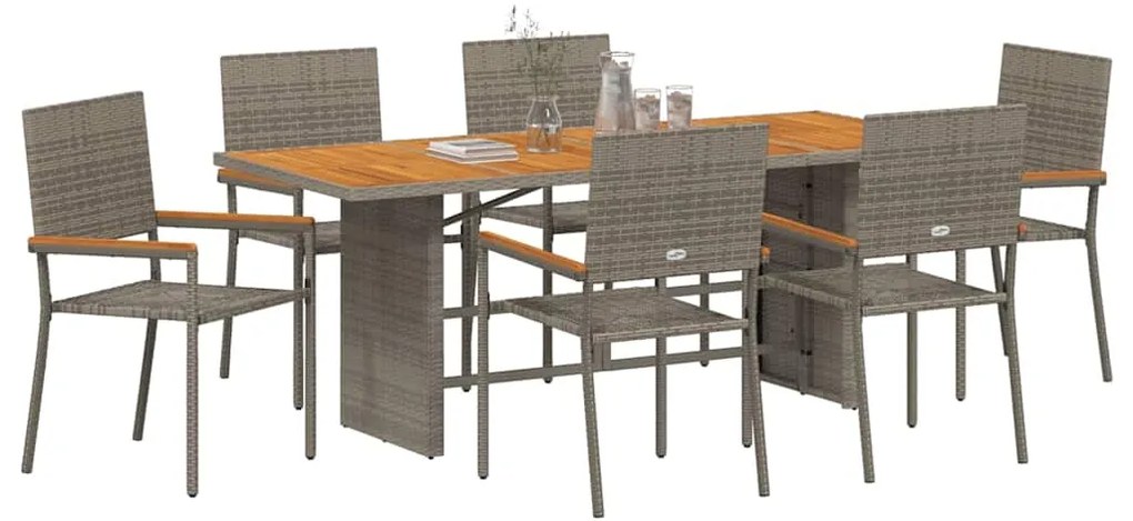vidaXL Σέτ φαγητού για κήπο 7 pcs Γκρι 190 x 80 x 75 εκ.